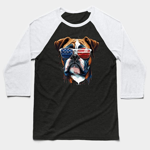 Boxer 4th of July Baseball T-Shirt by JayD World